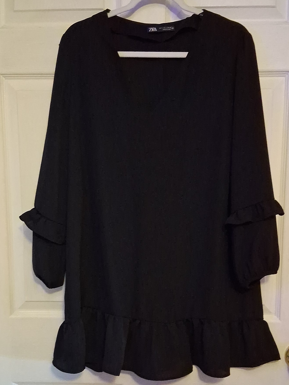 Zara Black Ruffle-Hem Mini Dress